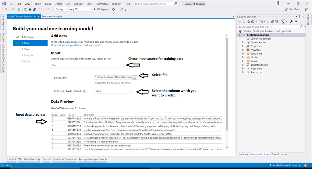 Sentiment Analysis In ASP.NET Core Using ML.Net
